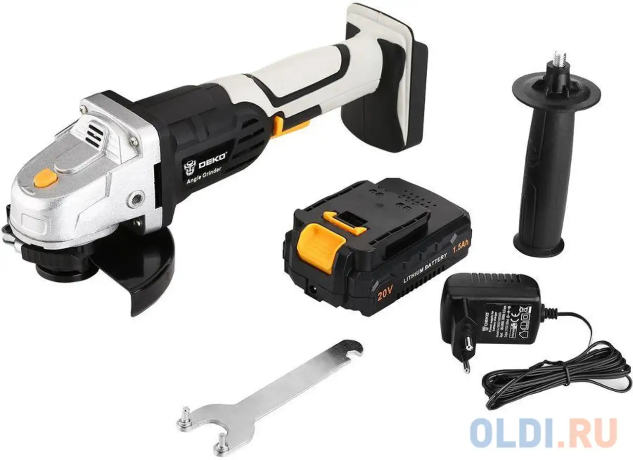 Углошлифовальная машина deko dkag20-125 8500об/мин рез.шпин.:m14 d=125мм, фотография 1