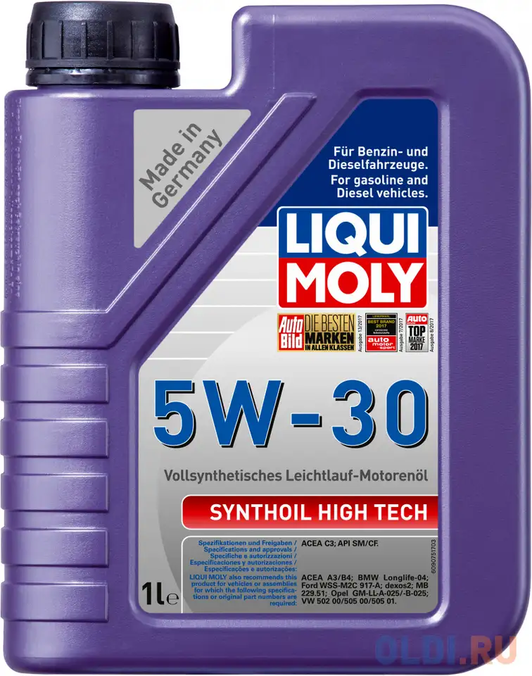 Cинтетическое моторное масло liquimoly synthoil high tech 5w30 1 л 9075, фотография 1
