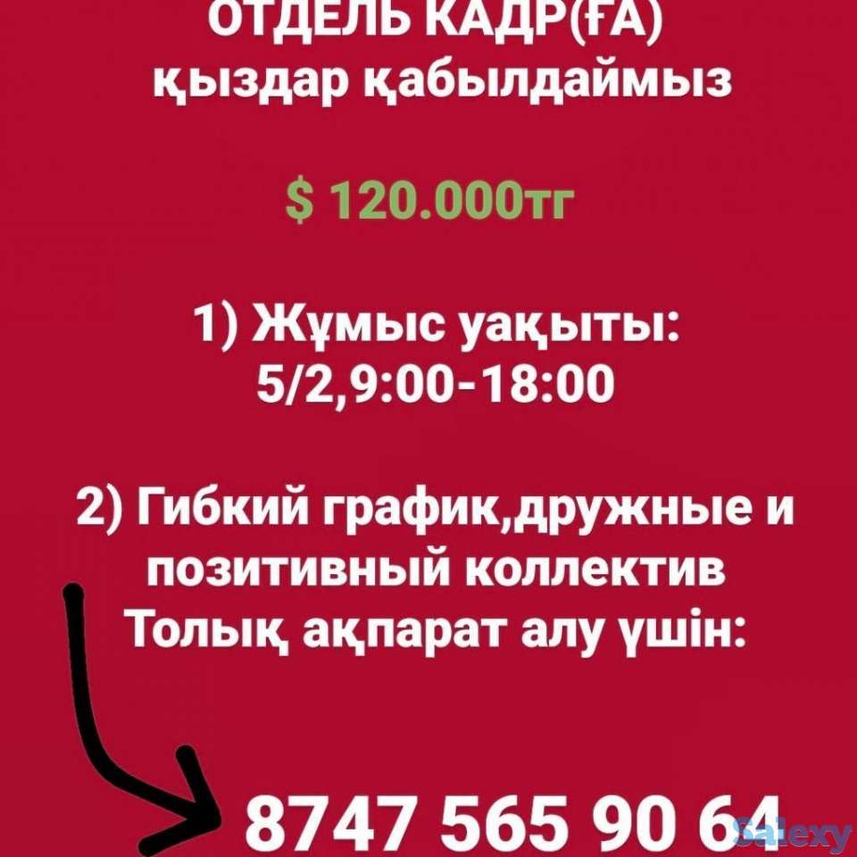 !!Срочно!!Отдель кадрге қыздар қабылдаймыз., фотография 1