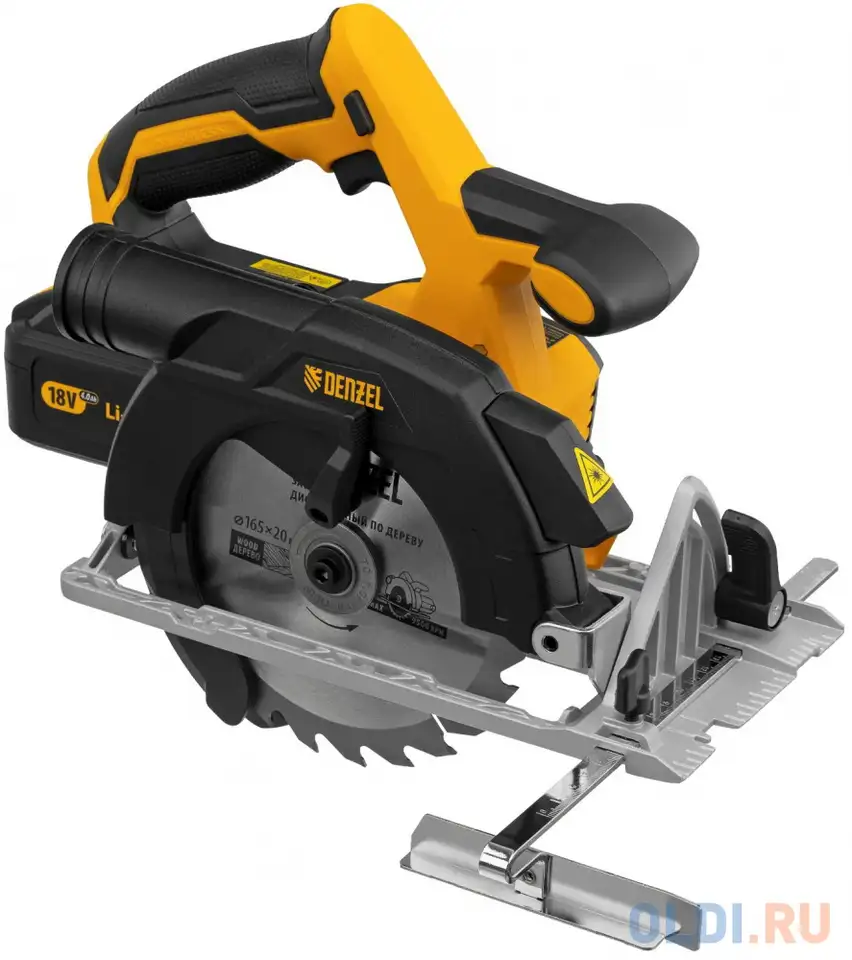 Пила циркулярная аккумуляторная бесщет. ccs-165, 18в li-ion// denzel, фотография 1