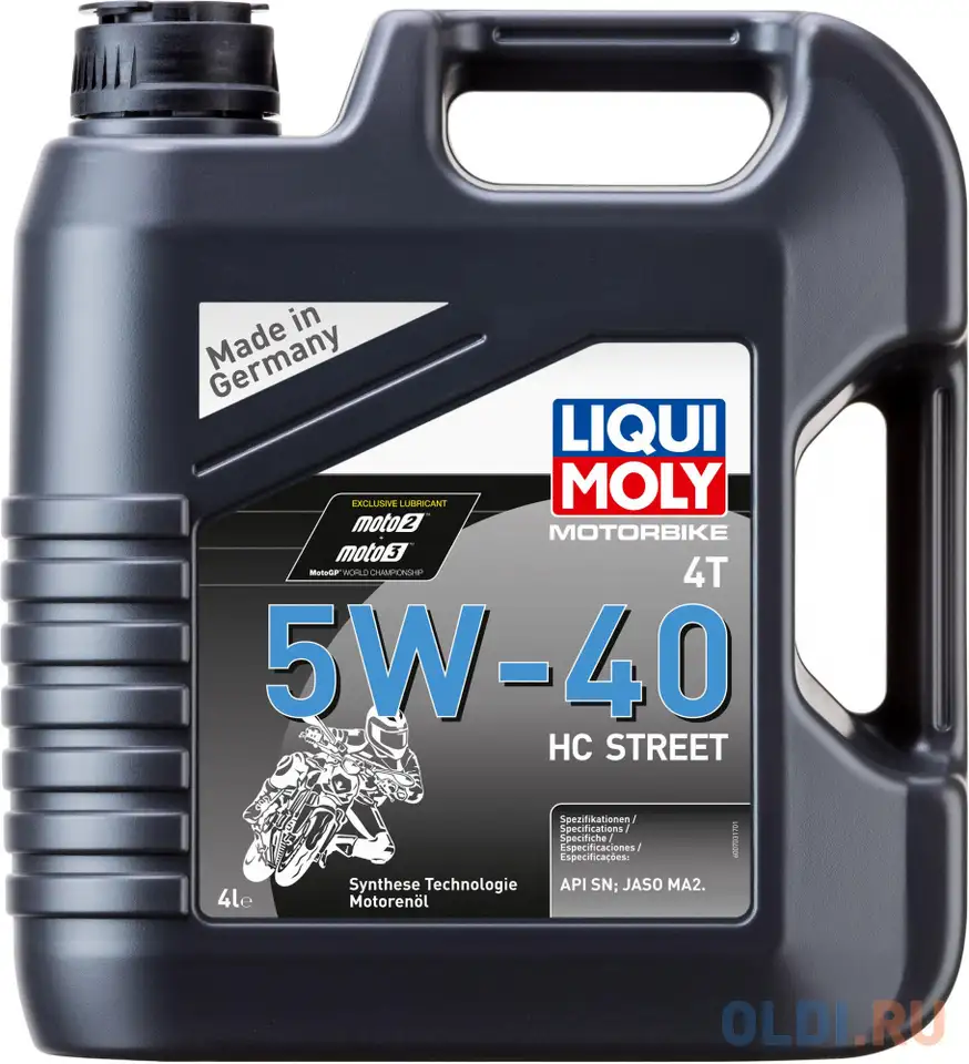 Нс-синтетическое моторное масло liquimoly motorbike 4t hc street 5w40 4 л, фотография 1