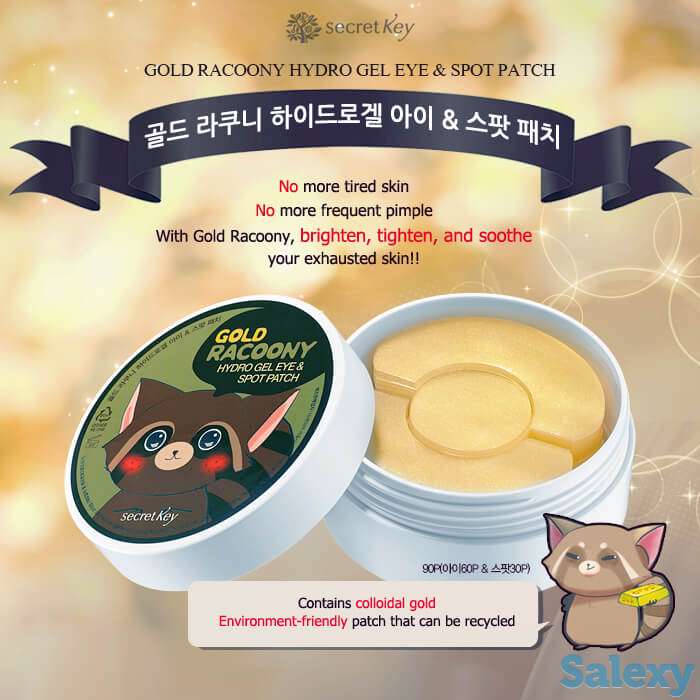 Патчи для глаз secret key gold racoony hydro gel eye & spot patch, фотография 2
