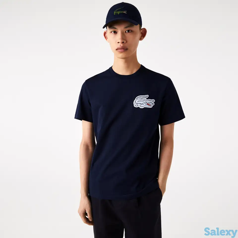 Мужская хлопковая футболка со значком под крокодила и круглым вырезом, фотография 1