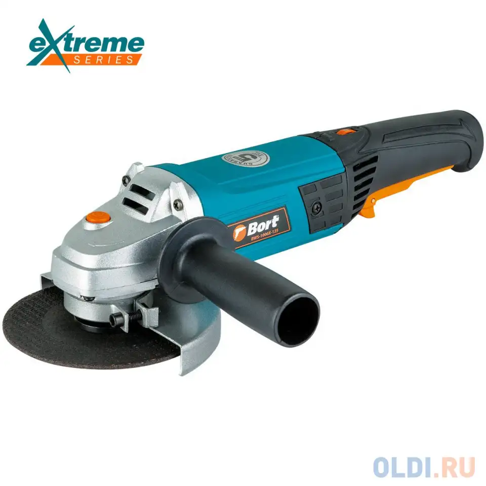 Углошлифовальная машина bort bws-1000x-125 1000вт 11000об/мин рез.шпин.:m14 d=125мм, фотография 1