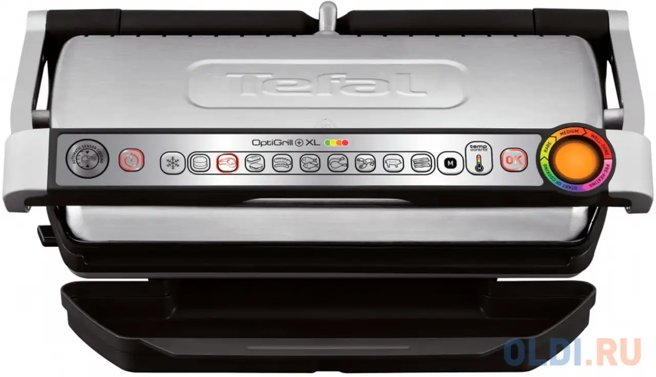 Электрогриль tefal optigrill + xl серебристый чёрный gc722d34, фотография 1