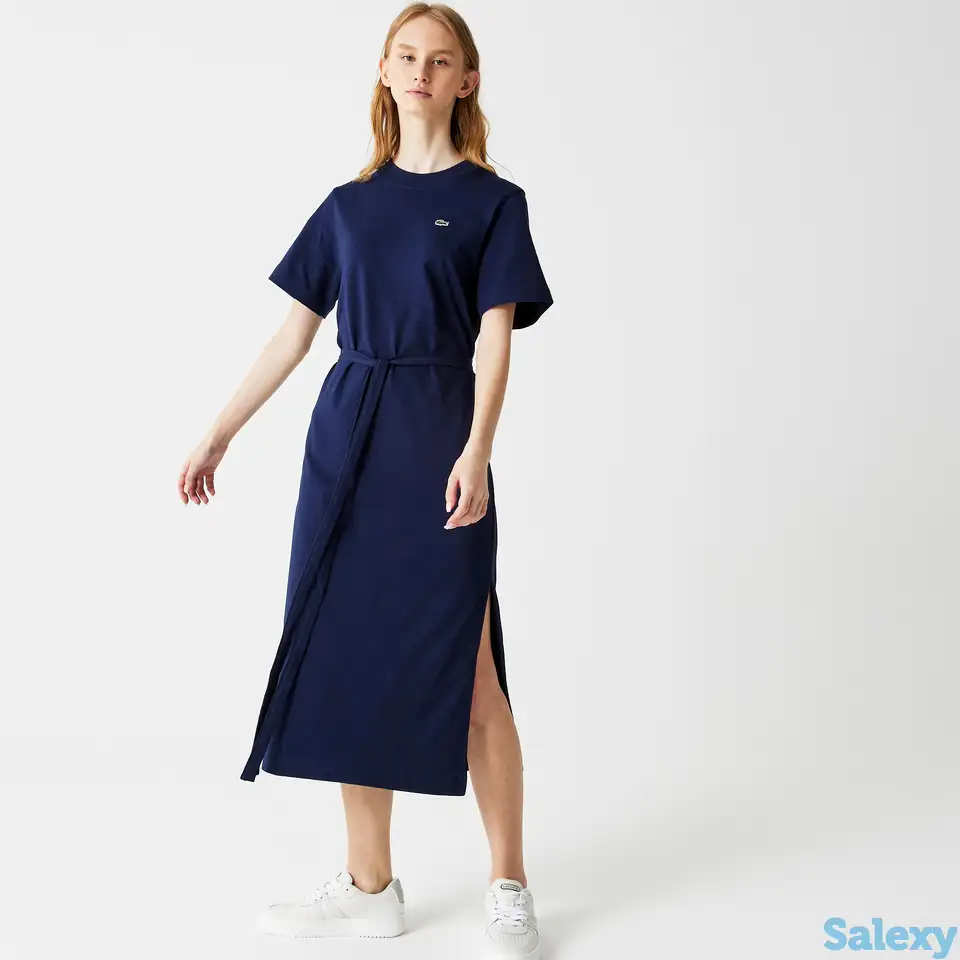 Женское хлопковое платье-майка lacoste с поясом, фотография 1