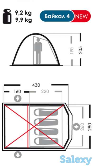 Палатка нормал байкал 4 люкс хаки, фотография 3