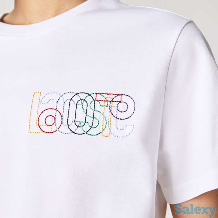 Женская хлопковая футболка lacoste с круглым вырезом, фотография 4