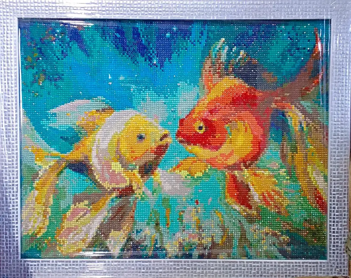 Продам картину. алмазная вышивка, Золотые рыбки., фотография 1
