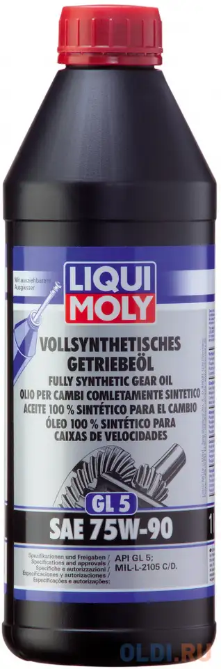 1414 liquimoly синт. тр.масло vollsynthetisches getrieb. 75w-90 gl-5 (1л), фотография 1