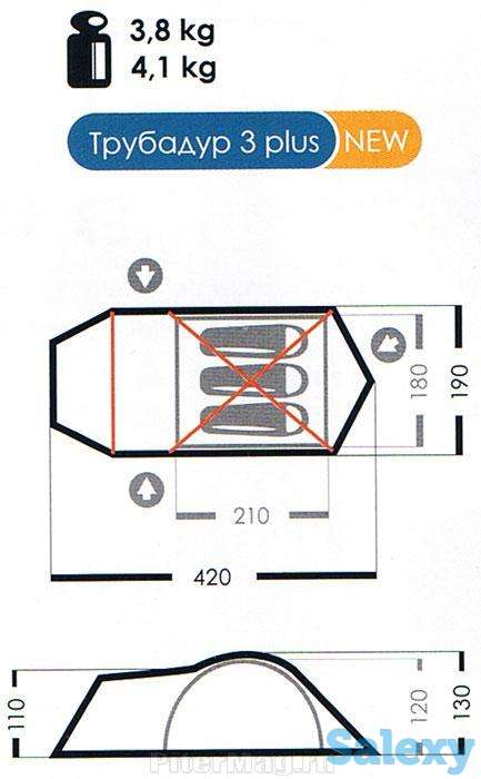 Палатка нормал трубадур 3 plus мор.волна, фотография 3