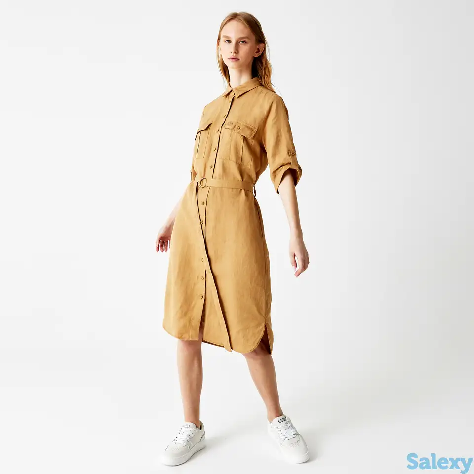 Женское платье lacoste с коротким рукавом и воротником-рубашкой, фотография 1