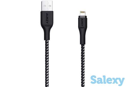 Кабель aukey usb to lightning 2m (cb-al2). черный/белый, фотография 2