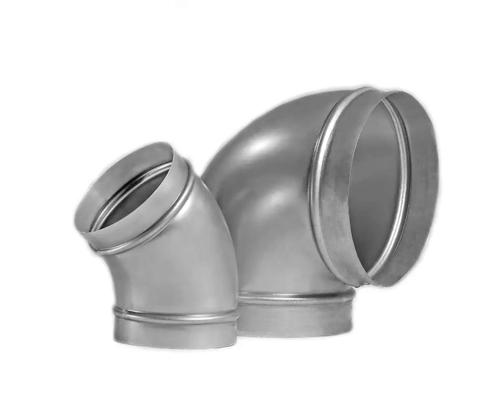 Отвод воздуховода круглый Диаметр: 100; 125; 140... мм, Стенка: 0,5; 0,7; 0,8..., фотография 1