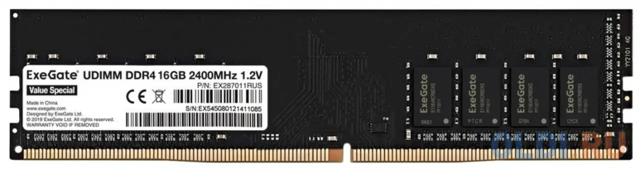 Оперативная память для компьютера exegate value special dimm 16gb ddr4 2400, фотография 1