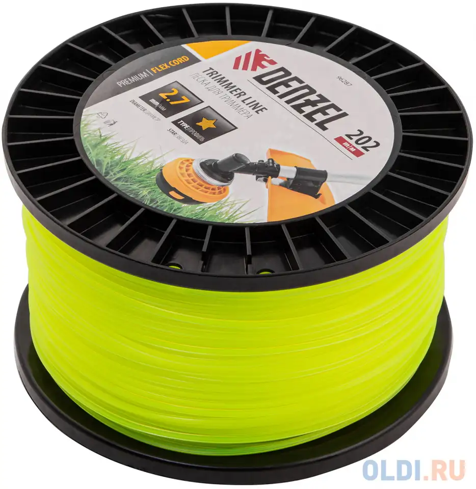 Леска для триммера звезда, 2,7мм х 202м, на din катушке flex, фотография 1
