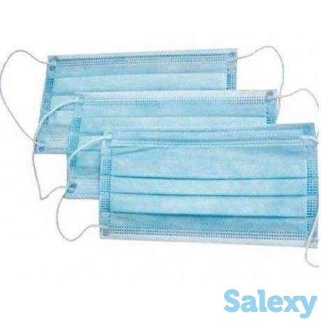 дышащая лицевая маска трёхслойная одноразовая, фотография 1