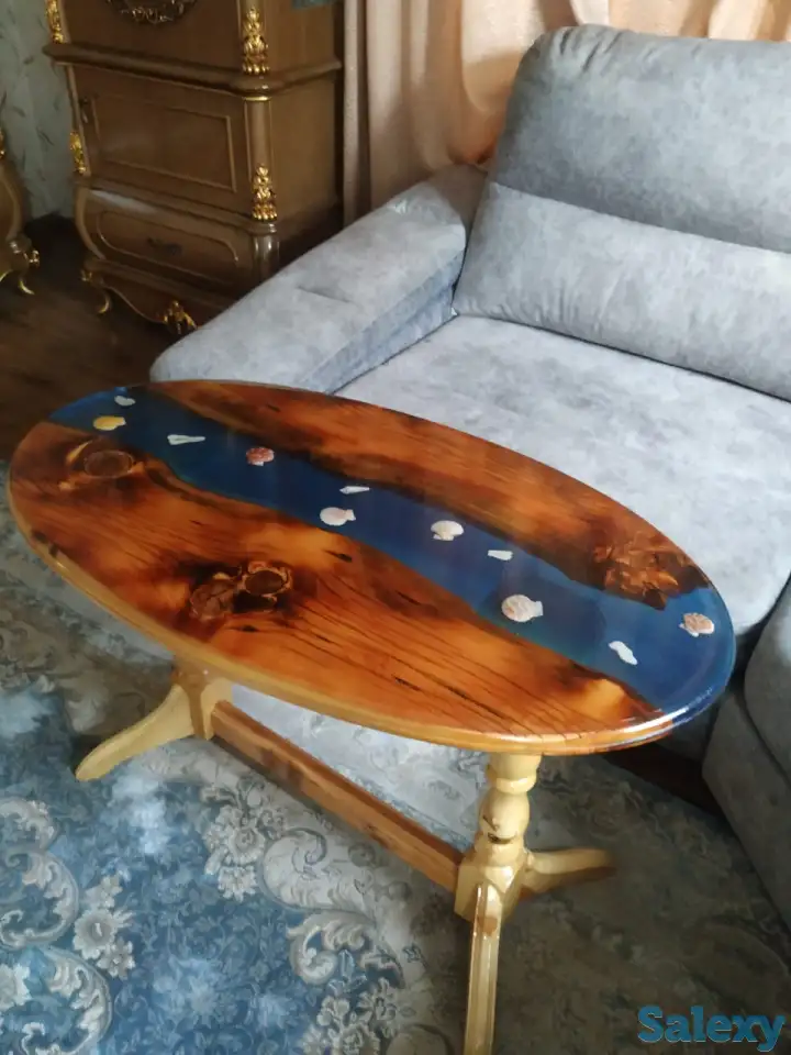 Продам чайные столики из эпоксидной смолы и спилов дерева, фотография 4