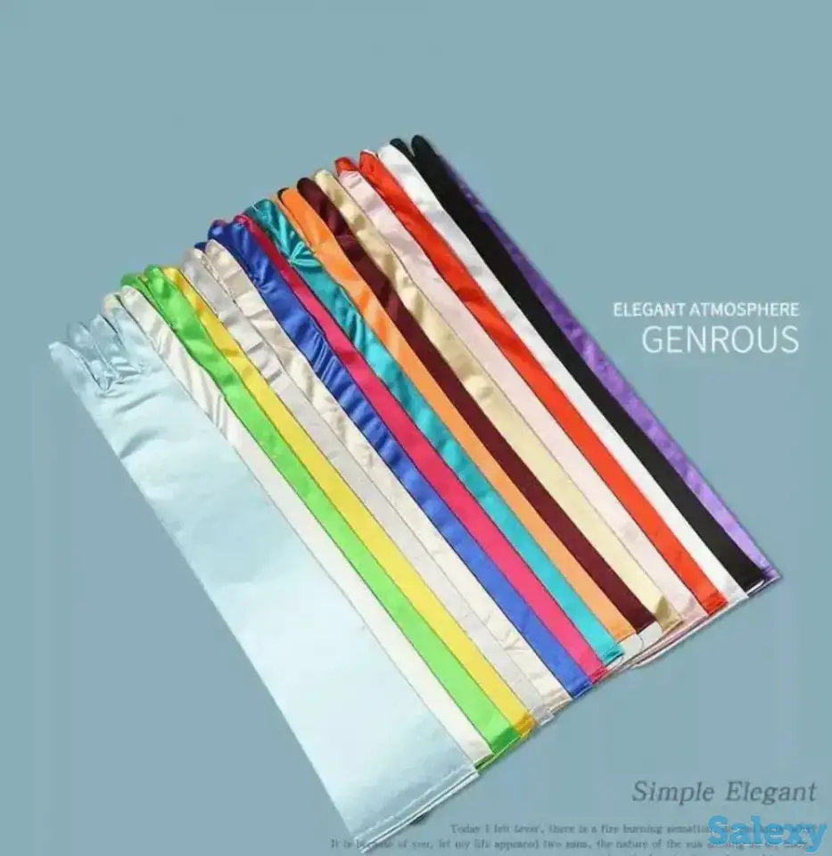 Перчатки атласные длинные в Алматы. В наличии. Доставка, фотография 6