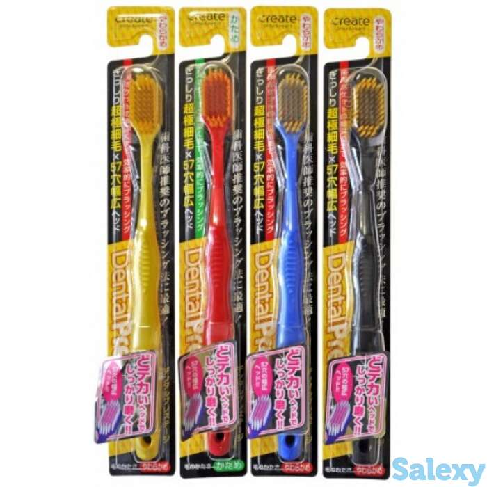 Зубная щетка с широкой чистящей головкой и супертонкими щетинками japan create co  dentfine tapered, фотография 1