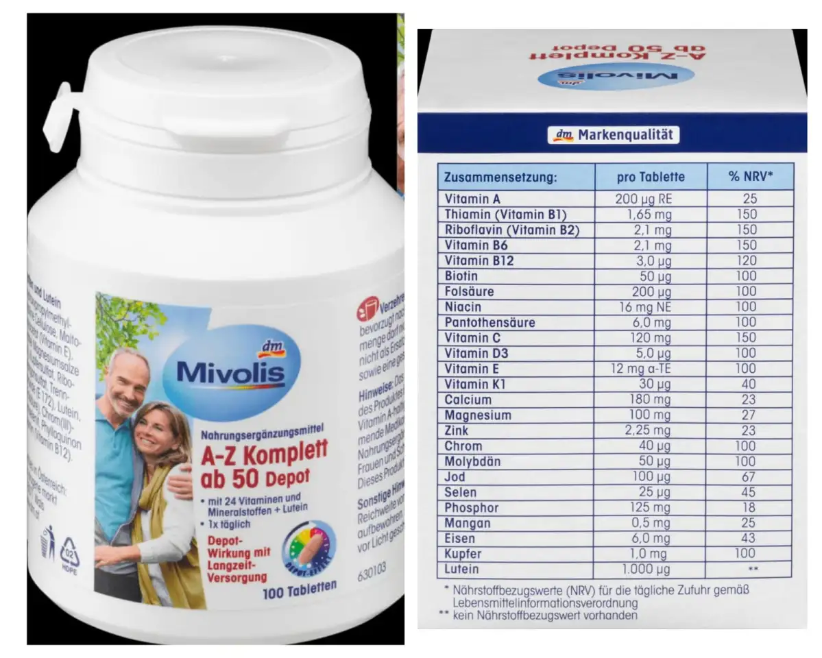 Витаминный комплекс для людей старше 50 лет. DAS Gesunde PLUS A-Z, фотография 1