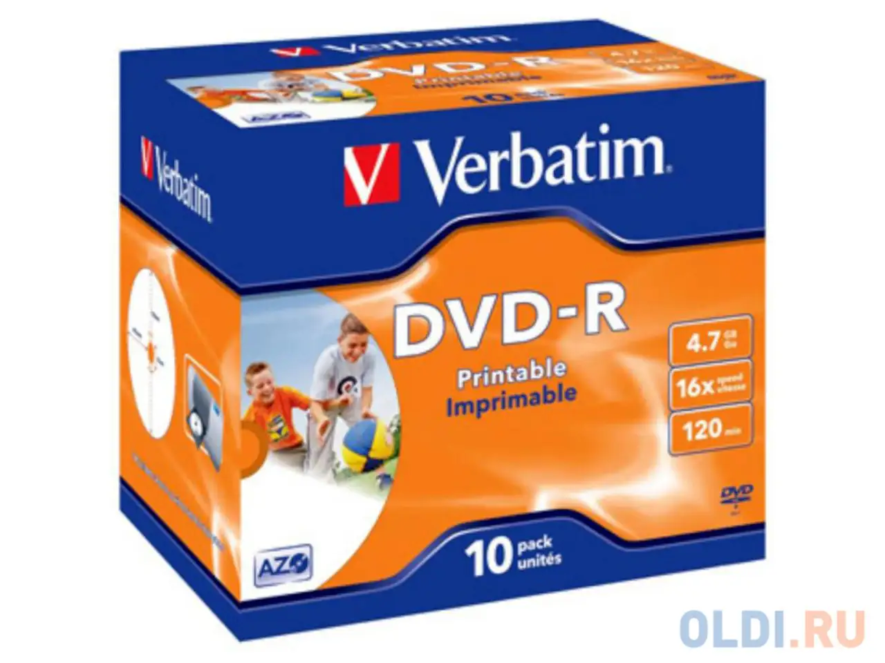 Диски dvd-r 16x 4.7gb jewel 10шт printable verbatim 43521, фотография 1