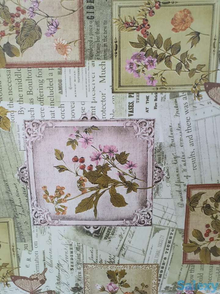 Красивая скатерть клеенка в стиле винтаж поле бабочки, качество, фотография 3