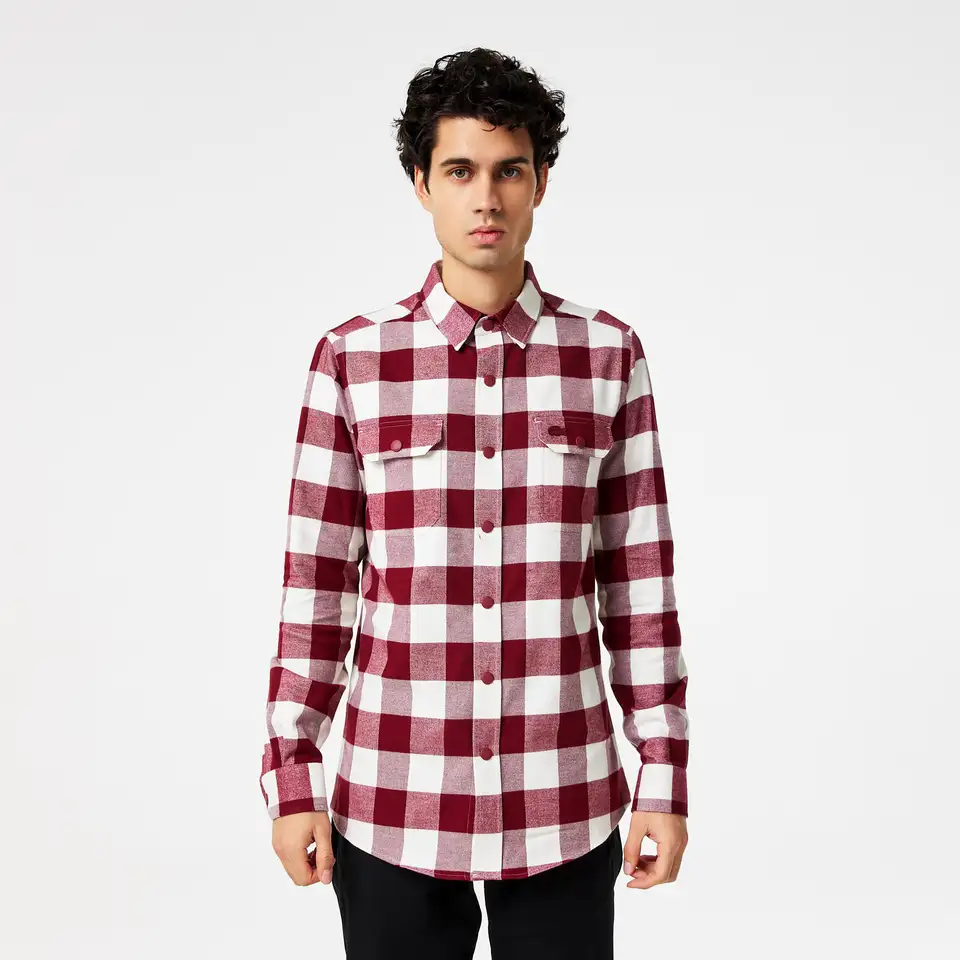 Мужская клетчатая рубашка lacoste slim fit, фотография 1