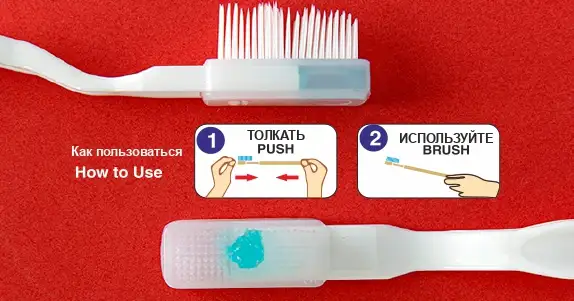 Одноразовая зубная щетка с пастой внутри, фотография 1