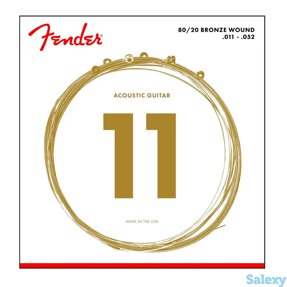Струны для акустической гитары fender 80/20 bronze wound 11, фотография 1