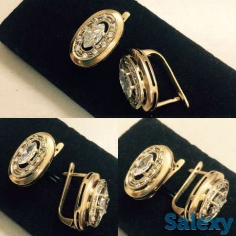 Серьги золотые 7,2 грамма, 375 проба, фотография 1