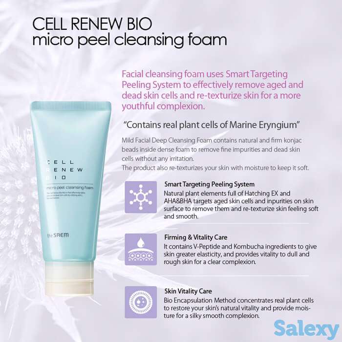 Очищающая пенка the saem cell renew bio micro peel cleansing foam, фотография 3
