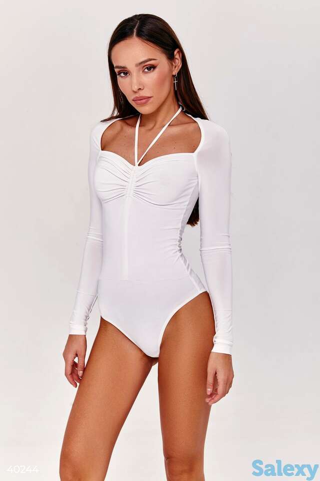 Молочный боди с драпировкой, фотография 1