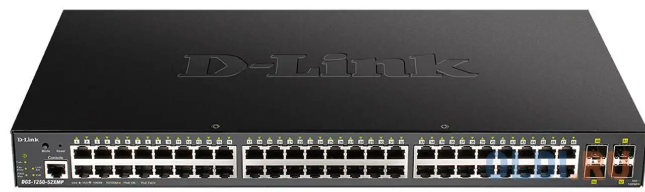 Коммутатор d-link dgs-1250-52xmp/a1a 48g 4sfp+ 48poe+ 370w настраиваемый, фотография 1