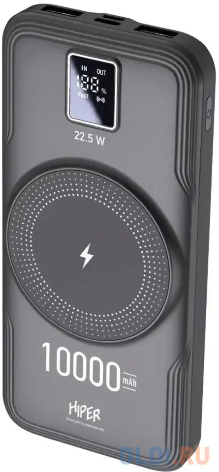Внешний аккумулятор power bank 10000 мач hiper air 10000 black черный, фотография 1