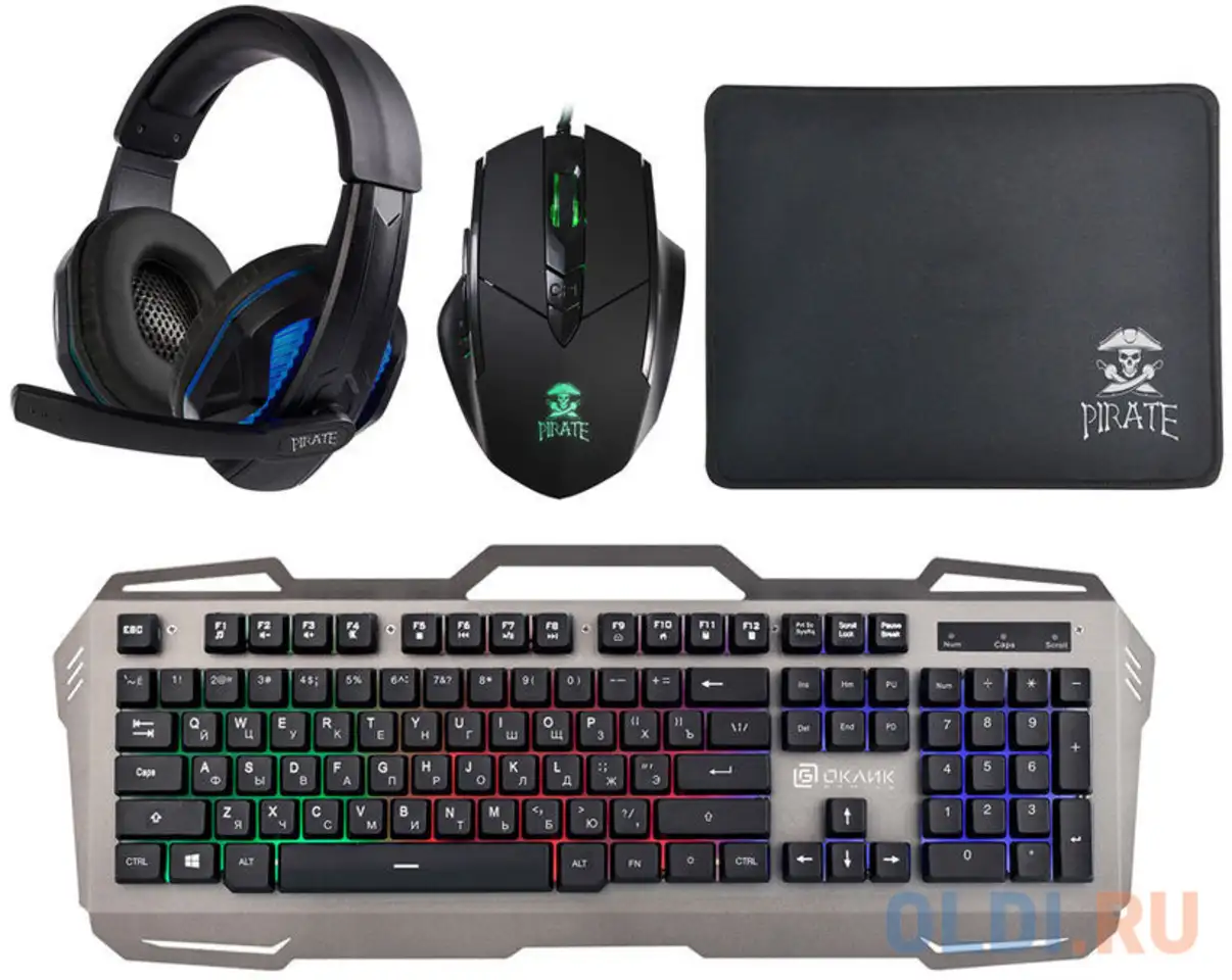 Наушники с микрофоном oklick hs-hkm300g черный 1.5м мониторы оголовье, фотография 1