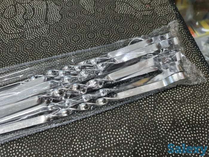 Набор плоских шампур для шашлыка, шашлычные палочки, фотография 5