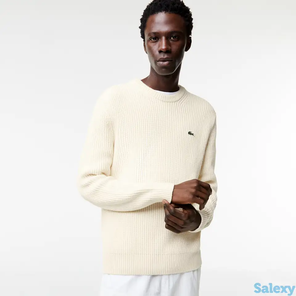 Мужской свитер классического кроя lacoste с круглым вырезом из органического хлопка, фотография 1