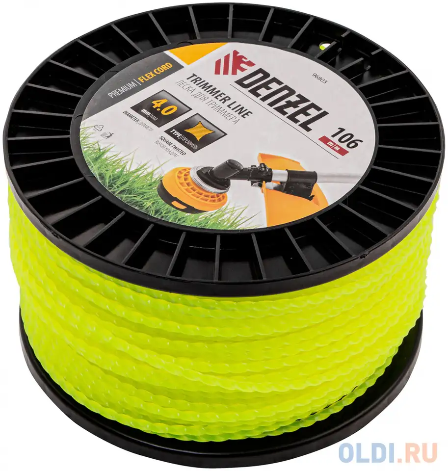 Леска для триммера витой квадрат, 4,0мм х 106м, на din катушке, фотография 1