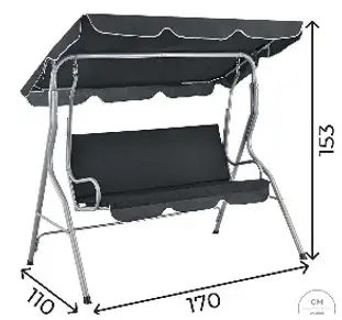 Садовые качели 3- местные, 1700х1100х1530, фотография 3