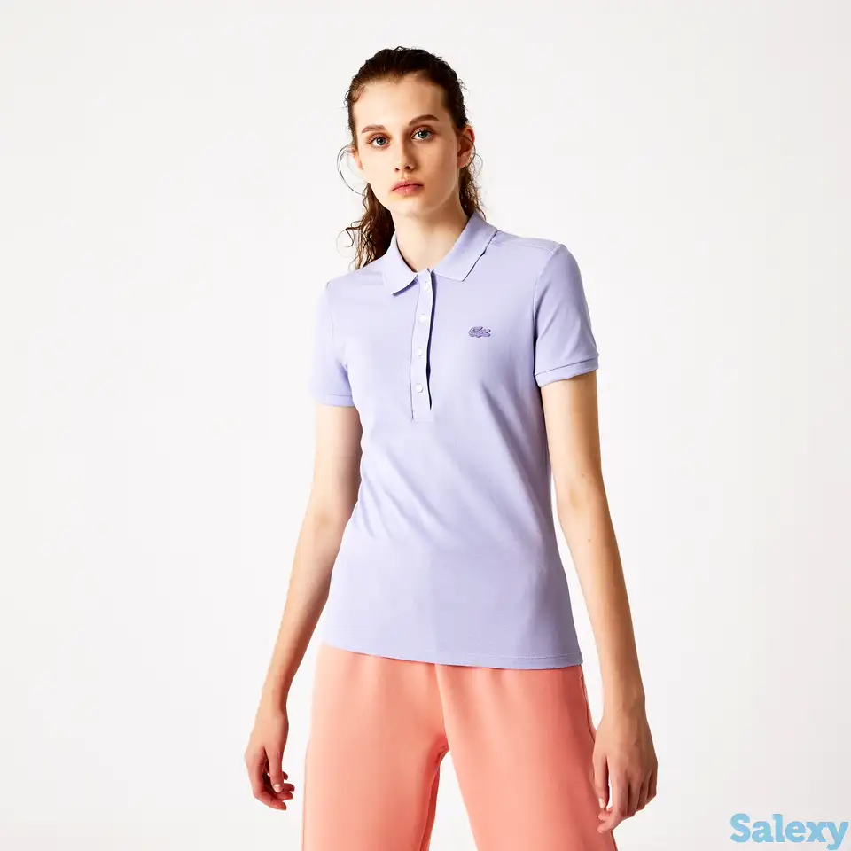 Женское поло lacoste slim fit из эластичного хлопка, фотография 1