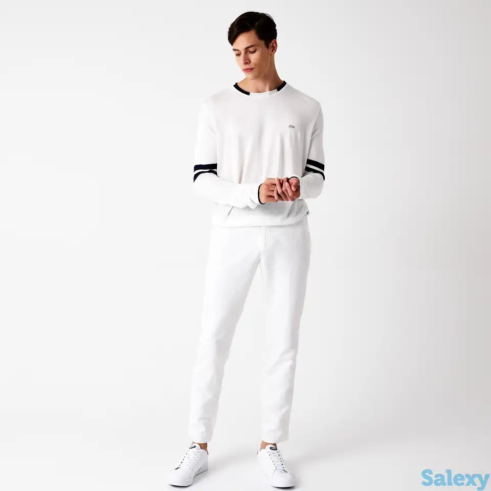 Мужские брюки lacoste casual fit из смеси хлопка и льна, фотография 1