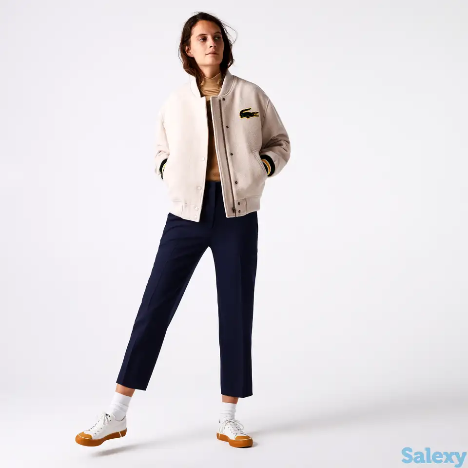 Женские прямые брюки lacoste casual fit из струящися шерстяной смеси твила, фотография 1