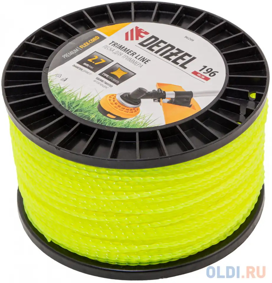 Леска для триммера витой квадрат, 2,7мм х 196м, на din катушке, фотография 1