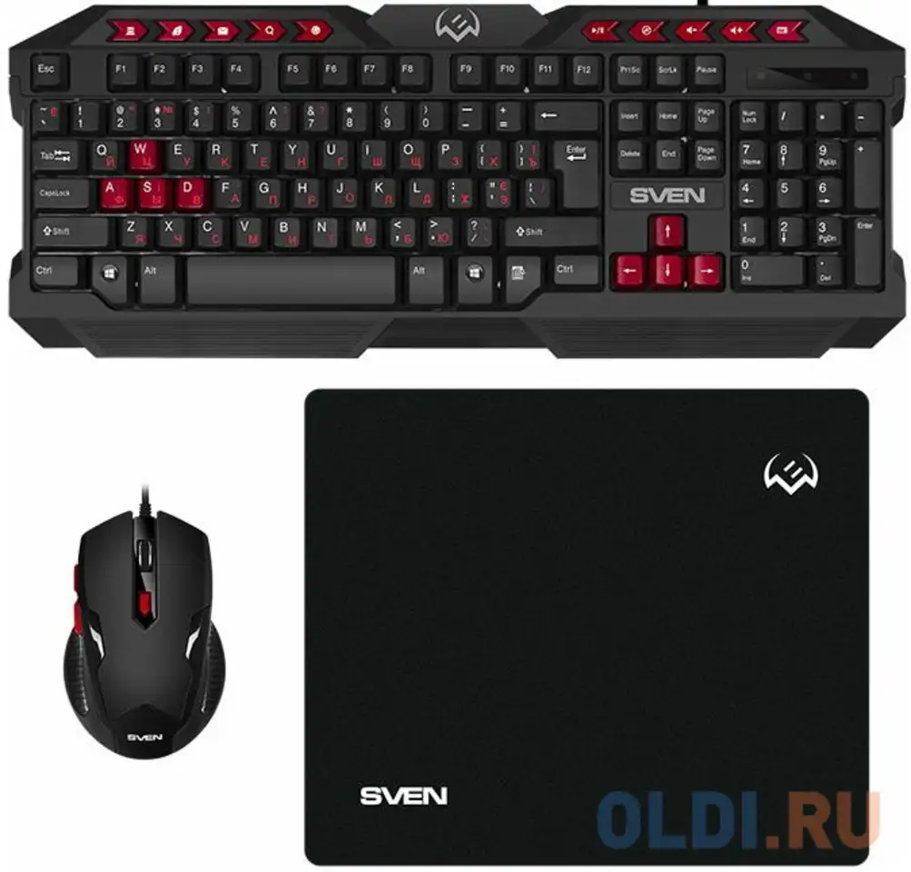 Набор sven gs-9200 игровые клавиатура, мышь и коврик (usb, мембранная, 104, фотография 1