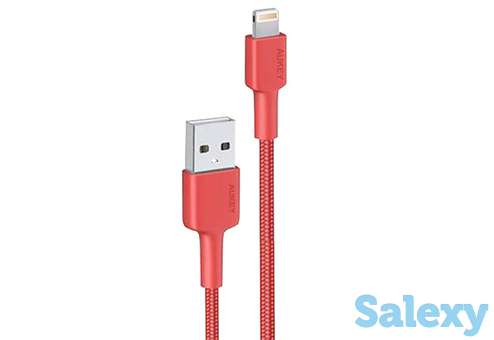 Кабель aukey braided nylon usb to lightning 2m (cb-bal4). красный, фотография 1