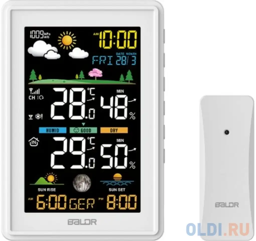Baldr b0360wst2h2pr-v3-white беспроводная метеостанция с функцией отображения давления, белый, фотография 1