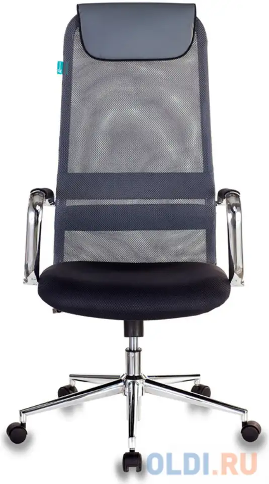 Кресло руководителя бюрократ kb-9n/dg/tw-12 серый tw-01 tw-11 сетка крестовина хром, фотография 1