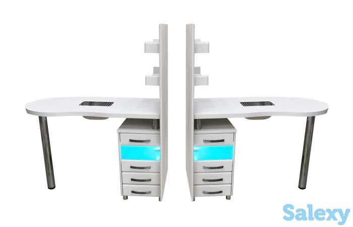 Стол для маникюра двухместный с УФ-блоками и вытяжками, фотография 2