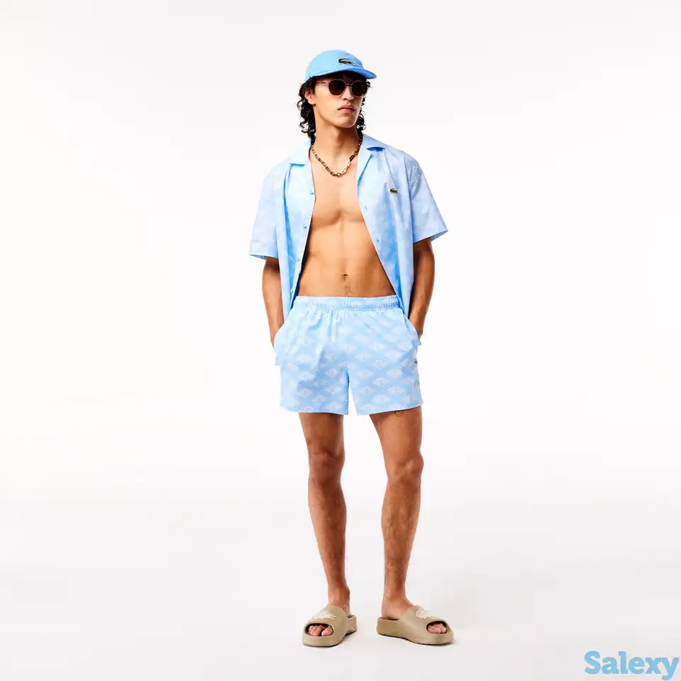 Мужские двухцветные плавки lacoste с монограммой, фотография 1